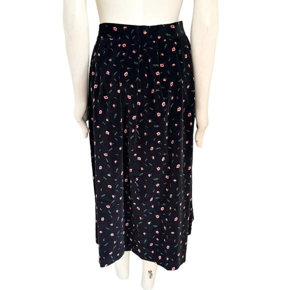 VTG CARROLL REED Black Floral Velvet A-line Midi Skirt SZ 10 - Picture 7 of 10